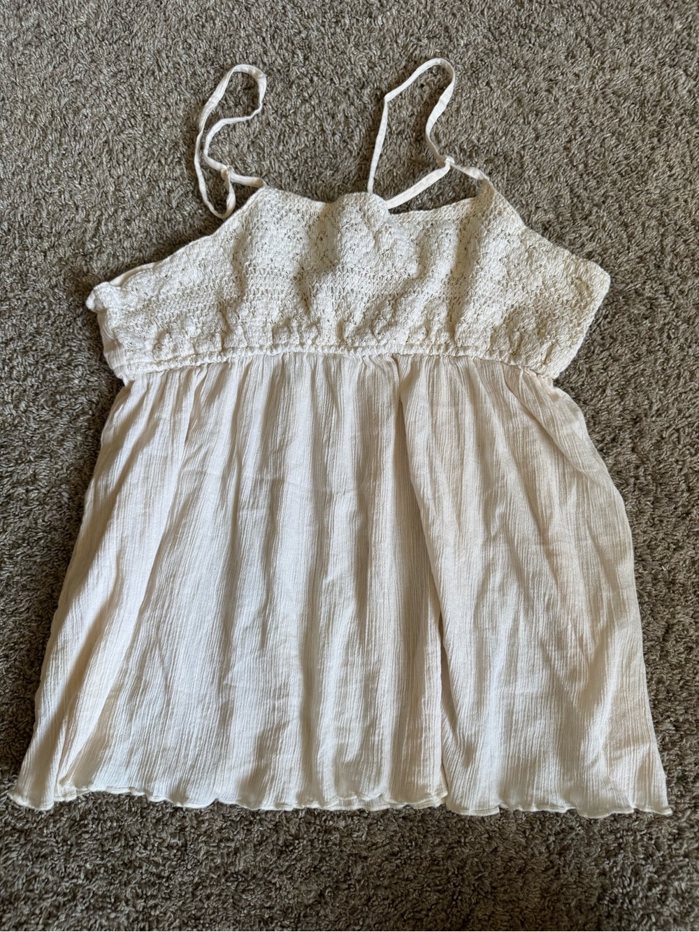 White Smocked Spaghetti Strap Camisole Top
